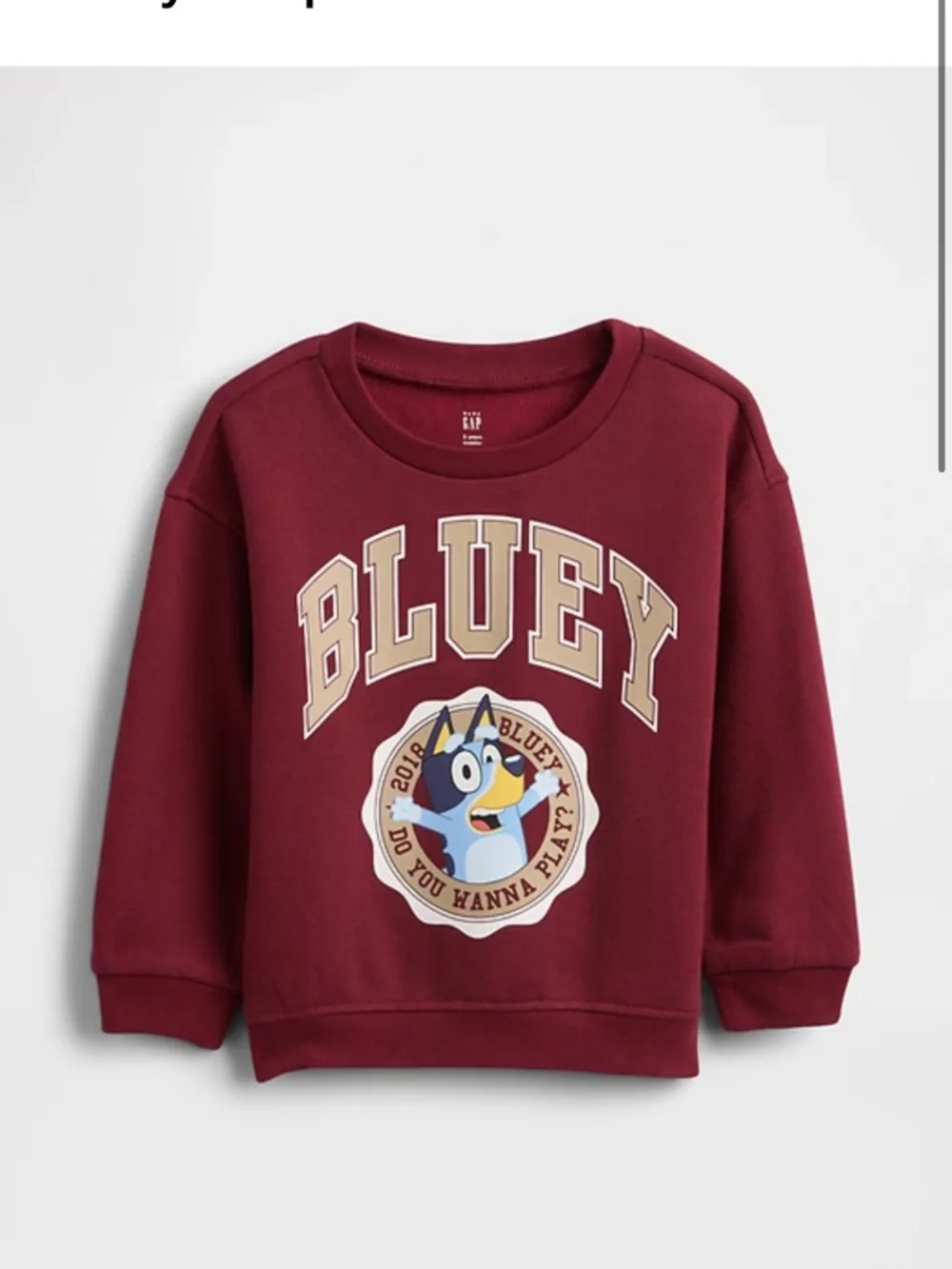 GAP Baby & Toddler VintageSoft Bluey Graphic Sweatshirt - NWT 12-18 Months